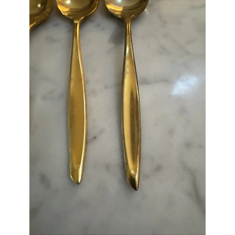 Ron FIL Japan Stainless‎ Steel Flatware Gold Tone 8 Pc Teaspoons